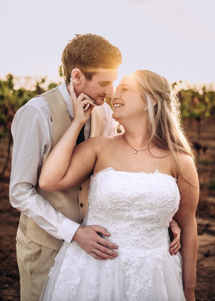 Golden Hour wedding photos in Vanden Estate Mildura