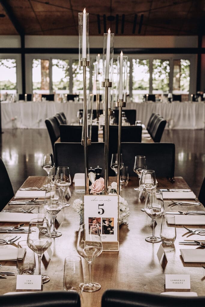 Reception table setup with candles  at Willow and Ivie wedding venue Mildura, photographed by Miss Moody Photography