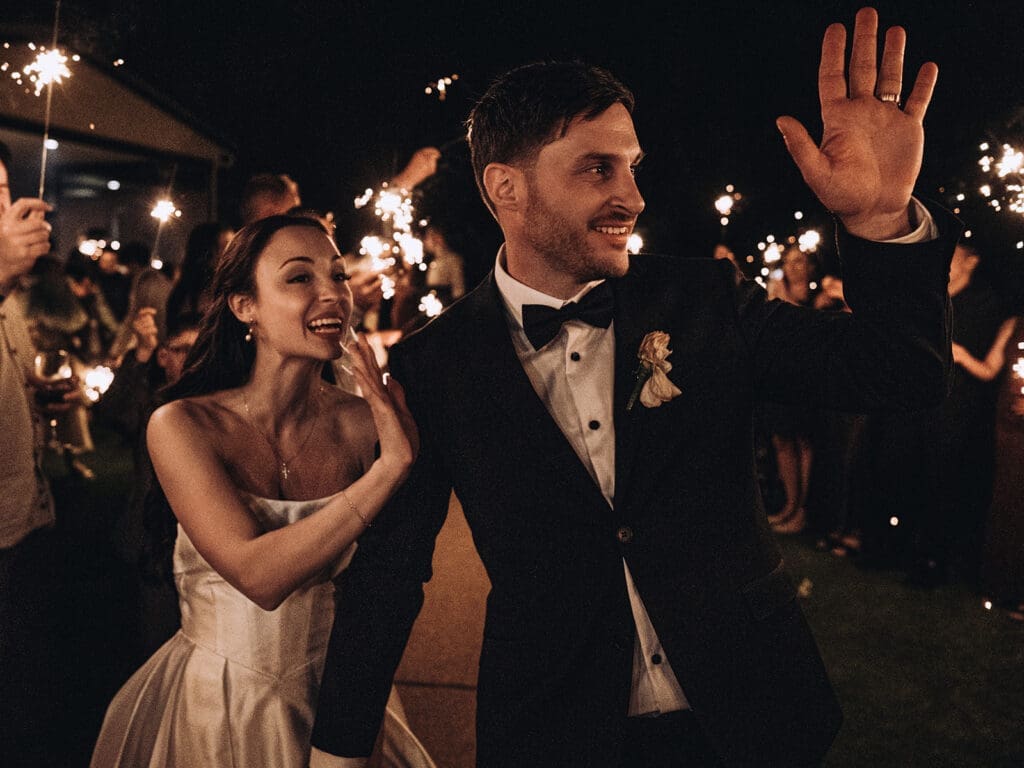 Willow and Ivie Sparkler exit with couple leaving the venue
